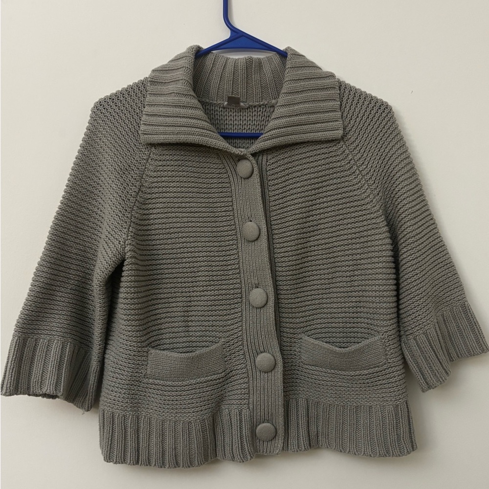J. Jill Gray Knit Cardigan Sweater XS Cotton Blend Button Front